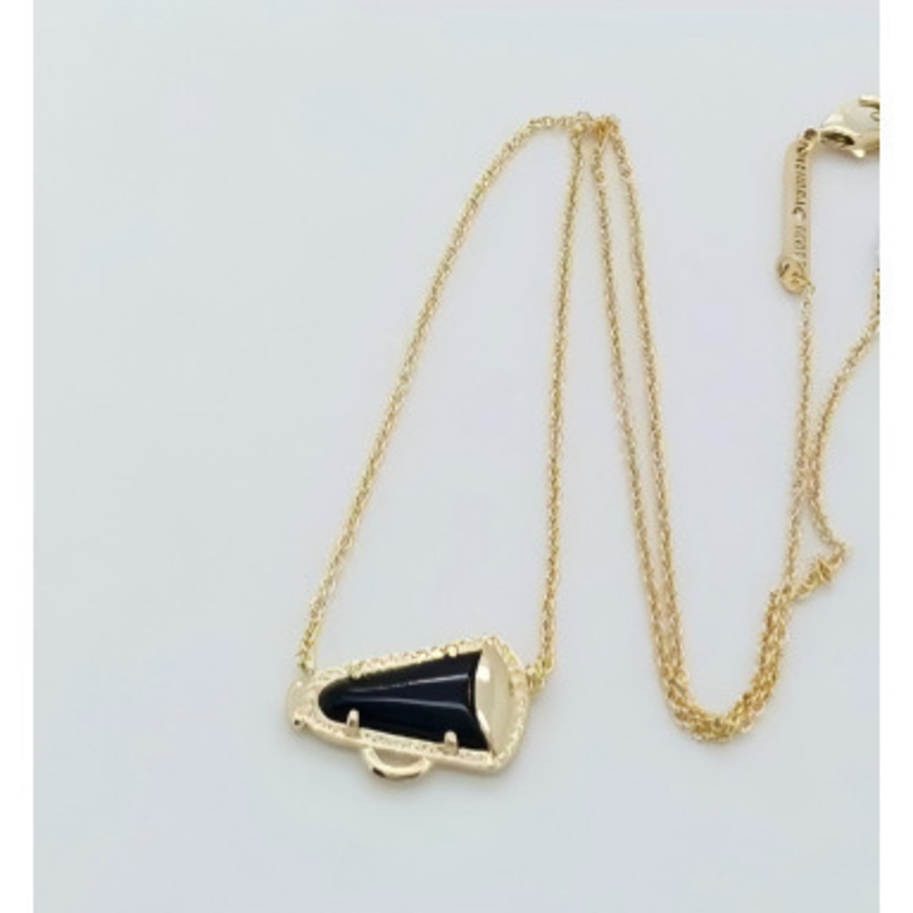 Kendra Scott Cheer Gold Pendant Necklace In Black Agate - Picture 4 of 4